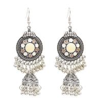 Zinc Alloy Drop Earrings antique silver color plated for woman & enamel nickel lead & cadmium free Sold By Pair