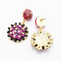 Zinc Alloy Drop Earring with Sequins & Resin & Acrylic Flower gold color plated for woman & with rhinestone nickel lead & cadmium free Sold By Pair
