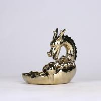 Backflow Incense Burner Porcelain Dragon gold color plated durable Sold By PC