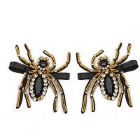 Non-woven Fabrics shoes ornament, with Glass Beads, Spider, with rhinestone, 65x110mm, Sold By Pair