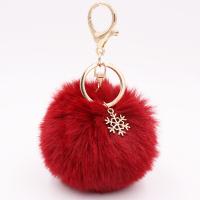 Plush Key Chain with Iron Snowflake gold color plated cute nickel lead & cadmium free 80mm Sold By PC