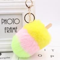 Plush Key Chain with Wood & Iron Ice Cream gold color plated cute nickel lead & cadmium free Sold By PC