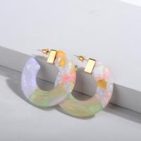 Acrylic Stud Earring with Zinc Alloy gold color plated for woman 45mm Sold By Pair