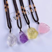 Quartz Necklace, with Nylon Cord, Nuggets, Unisex, more colors for choice, 20-25mm, Sold Per Approx 14.9 Inch Strand