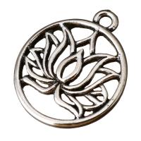 Tibetan Style Flat Round Pendants, antique silver color plated, nickel, lead & cadmium free, 19x22x2mm, Hole:Approx 2mm, 100PCs/Lot, Sold By Lot