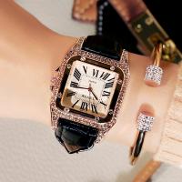Reloj de Pulsera de Mujeres, Cuero, con dial de aleación de cinc & Vidrio, chapado, para mujer & con diamantes de imitación, más colores para la opción, 31x8mm, longitud:aproximado 8.26 Inch, Vendido por UD