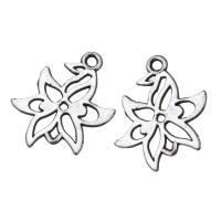 Tibetan Style Flower Pendants, antique silver color plated, nickel, lead & cadmium free, 15x20x2mm, Hole:Approx 2mm, 100PCs/Lot, Sold By Lot