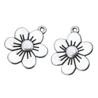 Tibetan Style Flower Pendants, antique silver color plated, nickel, lead & cadmium free, 17x21x3mm, Hole:Approx 1mm, 100PCs/Lot, Sold By Lot