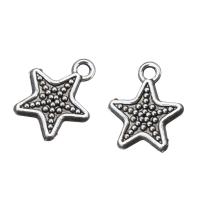 Tibetan Style Star Pendant, antique silver color plated, nickel, lead & cadmium free, 13x15x2mm, Hole:Approx 2mm, 100PCs/Lot, Sold By Lot