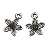 Tibetan Style Flower Pendants, antique silver color plated, nickel, lead & cadmium free, 11x13x2mm, Hole:Approx 1mm, 100PCs/Lot, Sold By Lot