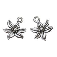 Tibetan Style Flower Pendants, antique silver color plated, nickel, lead & cadmium free, 13x17x3mm, Hole:Approx 2mm, 100PCs/Lot, Sold By Lot