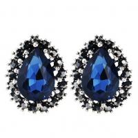 925 Sterling Silver Stud Earring with Crystal antique silver color plated for woman Sold By Pair