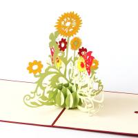 papier Carte de voeux 3D, Bouquet, fait à la main, avec enveloppe & effet 3D, 150x150mm, Vendu par PC