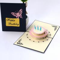 бумага 3D открытка, торт, Связанный вручную, с конвертом & 3D-эффект, Много цветов для выбора, 130x155mm, продается PC