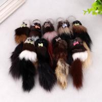 Rabbit Fur Key Chain, with Iron, Animal, silver color plated, random style & cute, 200x50mm, Sold By PC