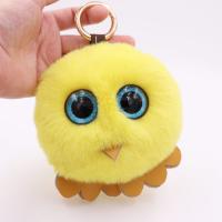 Plush Key Chain with PU Leather & Plastic & Iron Owl gold color plated cute 110mm Sold By PC