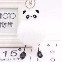 Plush Key Chain, with PU Leather & Iron, Panda, silver color plated, cute, more colors for choice, 80mm, Sold By PC