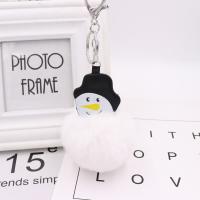 Plush Key Chain, with PU Leather & Iron, Snowman, silver color plated, cute, more colors for choice, 80mm, Sold By PC