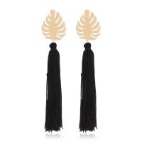 Tibetan Style Tassel Earring, with Nylon, gold color plated, for woman, more colors for choice, 33x150mm, Sold By PC