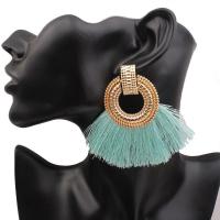 Tibetan Style Tassel Earring, with Nylon, plated, for woman, more colors for choice, 40x74mm, Sold By Pair