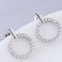 Brass Stud Earring, platinum plated, micro pave cubic zirconia & for woman, nickel, lead & cadmium free, 17x14mm, Sold By Pair