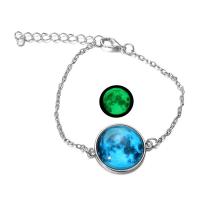 Zinc Alloy Bracelet with Glass with 2inch extender chain silver color plated time gem jewelry & Unisex & adjustable & oval chain nickel lead & cadmium free 20mm Length Approx 6 Inch Sold By Lot
