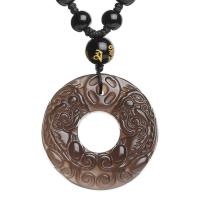 Natural Black Obsidian Pendants Donut Unisex Approx 1-2mm Sold By PC
