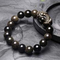 Gold Obsidian Bracelet Unisex Sold Per Approx 7 Inch Strand
