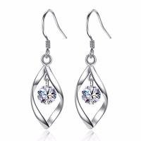 Brass Drop Earring iron earring hook platinum plated for woman & with cubic zirconia nickel lead & cadmium free Sold By Pair