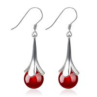 Brass Drop Earring with Agate platinum plated for woman nickel lead & cadmium free Sold By Pair