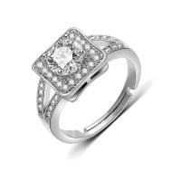 Circón cúbico anillo de latón, metal, chapado en platina real, con circonia cúbica & con diamantes de imitación, libre de níquel, plomo & cadmio, 8mm,11mm, tamaño:7, Vendido por UD