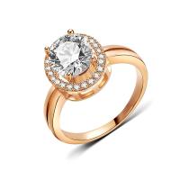 Circón cúbico anillo de latón, metal, chapado en oro real, diverso tamaño para la opción & con circonia cúbica & con diamantes de imitación, libre de níquel, plomo & cadmio, 13mm, Vendido por UD
