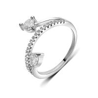 Circón cúbico anillo de latón, metal, chapado en platina real, diverso tamaño para la opción & con circonia cúbica & con diamantes de imitación, libre de níquel, plomo & cadmio, 5mm, Vendido por UD