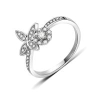 Brass Finger Ring platinum plated & with rhinestone nickel lead & cadmium free 10mm Sold By PC