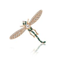 Zinc Alloy Brooch with Freshwater Pearl Dragonfly rose gold color plated micro pave cubic zirconia Sold By PC
