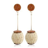 Brass Drop Earring, with Rattan, gold color plated, different styles for choice & for woman, nickel, lead & cadmium free, Sold By Pair