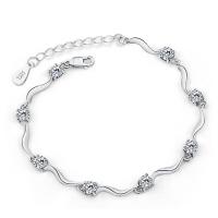 Brass Bracelet & Bangle with 3cm extender chain platinum plated for woman & with cubic zirconia nickel lead & cadmium free Sold Per Approx 6.7 Inch Strand