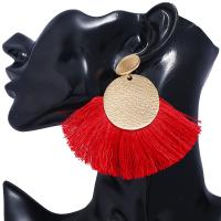 Brass Tassel Earring with Nylon gold color plated for woman nickel lead & cadmium free Sold By Pair