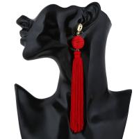Messing Tassel Earring, med Nylon, guldfarve belagt, for kvinde, flere farver til valg, nikkel, bly & cadmium fri, 17x145mm, Solgt af par