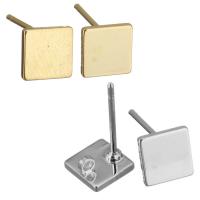 Brass Earring Drop Component,  Square, plated, with loop, more colors for choice, 6x6x12mm, 0.8mm, Hole:Approx 1mm, 100PCs/Lot, Sold By Lot
