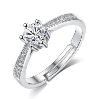Circón cúbico anillo de latón, metal, chapado en platina real, para mujer & con circonia cúbica & con diamantes de imitación, libre de níquel, plomo & cadmio, tamaño:7, Vendido por UD