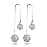 Brass Thread Through Earrings with Rhinestone Clay Pave Bead platinum plated for woman & with rhinestone nickel lead & cadmium free 95mm Sold By Pair