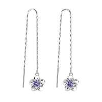 Brass Thread Through Earrings platinum plated for woman & with cubic zirconia nickel lead & cadmium free 103mm Sold By Pair