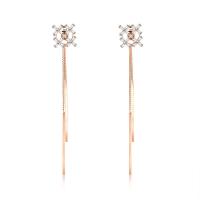 Brass Drop Earring real gold plated for woman & with cubic zirconia nickel lead & cadmium free Sold By Pair