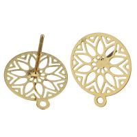 Brass Earring Drop Component Flower real gold plated with loop 0.8mm Approx 1mm Sold By Lot