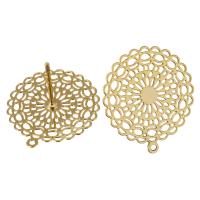 Brass Earring Drop Component, Flower, real gold plated, with loop, 16x18x11mm, 0.8mm, Hole:Approx 1mm, 100PCs/Lot, Sold By Lot
