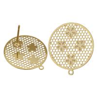 Brass Earring Drop Component Flower real gold plated with loop 0.8mm Approx 1mm Sold By Lot