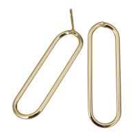 Brass Stud Earring, real gold plated, without stopper, 11x35x13mm, 0.8mm, 100PCs/Lot, Sold By Lot