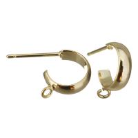 Brass Stud Earring, real gold plated, with loop, 3x12x17mm, 0.8mm, Hole:Approx 1mm, 100PCs/Lot, Sold By Lot