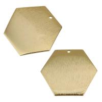Brass Jewelry Pendants, Hexagon, real gold plated, 28x25x1mm, Hole:Approx 1mm, 100PCs/Lot, Sold By Lot